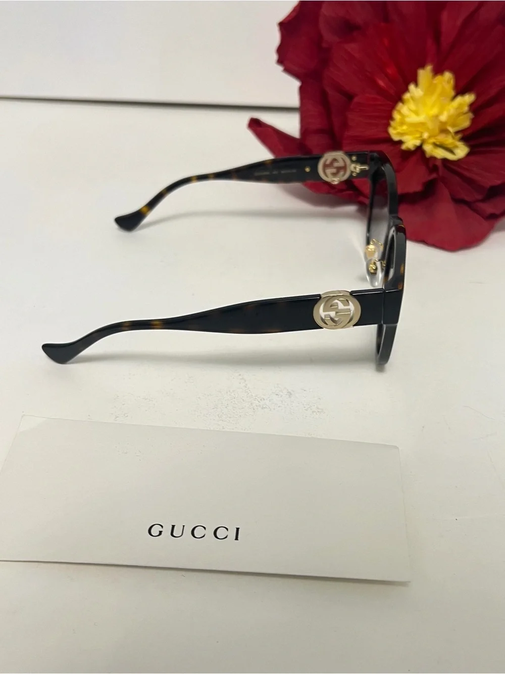Gucci 56mm Square Sunglasses In Havana Gray New Without Case - Unisex - Reemoly
